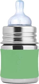 Pura 5oz/150ml Stainless Steel Anti-Colic Infant Bottle with Silicone Natural Vent Nipple & Sleeve