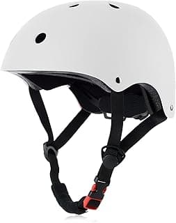 Youth Skateboard Bike Helmet, Lightweight Adjustable, Multi-Sport for Bicycle Skate Scooter (White, Medium)