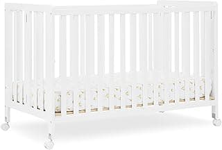 Simmons Kids Aria Full Size Portable Folding Crib - Greenguard Gold Certified, Bianca White