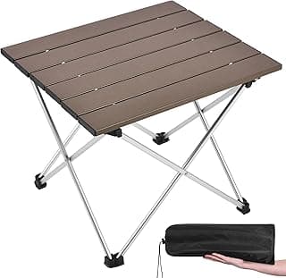 Grope Small Folding Camping Table with Aluminum Table Top, Beach Table for Sand with Carrying Bag