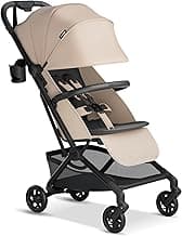 Velo Lightweight Travel Stroller – One-Hand Fold, Ultra-Compact & Airplane Friendly, Lie-Flat Recline Seat (from Birth to 50 lbs), Includes Cup Holder, Shoulder Strap, and Leather Bumper Bar