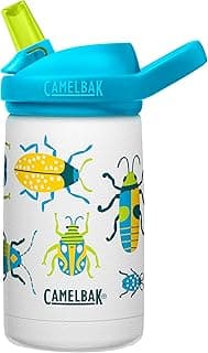 Eddy+ Kids Bite Valve Straw Insulated Stainless Steel Water Bottle Bugs, 12oz