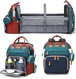 Baby Diaper Bags with Changing Station, Waterproof Large Capacity Diaper Bag Backpack for Moms Dads with USB Charging Port and Stroller Straps, Baby Shower Gifts, RGB