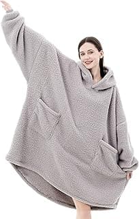 Sherpa Wearable Blanket Hoodie Gifts for Women, Cozy Warm Oversized Hoodie Blanket Sweater with Pockets for Adults