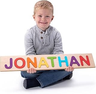 Fat Brain Toys Wooden Personalized Name Puzzles for Toddlers 1-3+, Custom Puzzles, Flat Rate up to 9 Letters