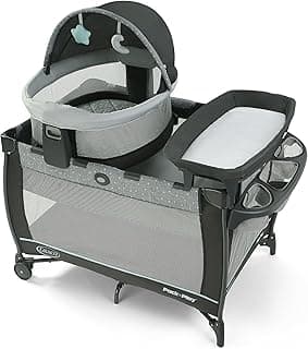 Pack n Play Travel Dome DLX Playard, Astin with Portable Bassinet and Integrated Storage Organizer