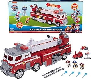 Ultimate Rescue Fire Truck with 2 Ft. Ladder, Lights, Sounds, a Mini Toy Car, Chase, Marshall & Skye Figures, Toys for Boys & Girls Ages 3+