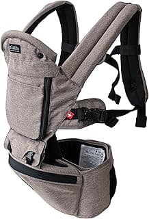 Hipster Plus Hip Seat Baby Carrier - 6 Carry Positions - Newborn to Toddler - Lumbar Support - Stone Grey