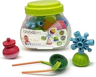 Bucket Set - 19 Piece Educational Baby Toddler Beads and Accessories – Educational Montessori Shape and Color STEM Construction Toy 10 Months to 3 Years - BL210, Multicolor