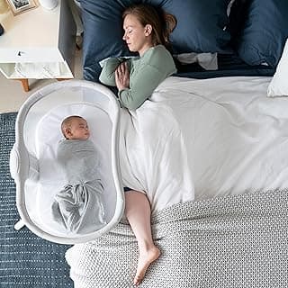 BassiNest Swivel Sleeper 3.0 – Over-Bed Baby Bassinet with 360 Rotation, Adjustable Height, Breathable Mesh, Safe Close Sleeping, Lowering Wall for Easy Access, Feeding & C-Section Recovery